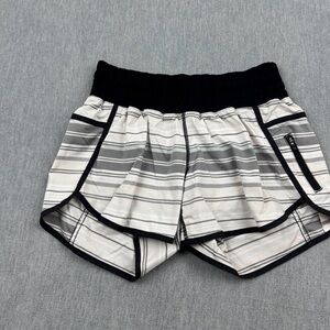 lululemon athletica Black and Gray Striped 4” Tracker Shorts Size 6
